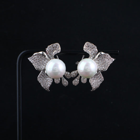 ORCHID PEARL STUD EARRINGS